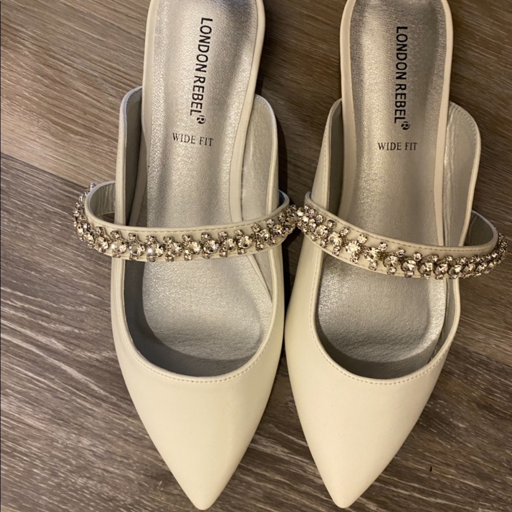London Rebel bridal embellished flat mules
